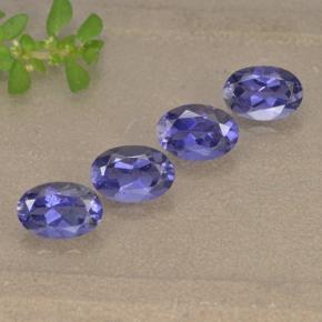 1.69カラットの天然ディープパープルアイオライト（6×4 mm・オーバルカット）