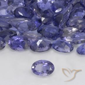 0.36カラットの天然シルバーがかった青アイオライト、楕円形、VS