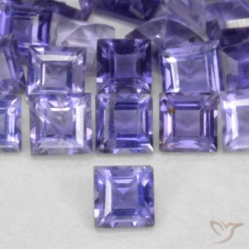 0.08ct 天然 濃い紫 アイオライト, 四角形, VS