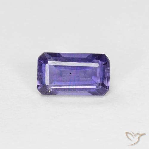 0.25ct 天然 ディープパープル アイオライト, エメラルドカット, VS