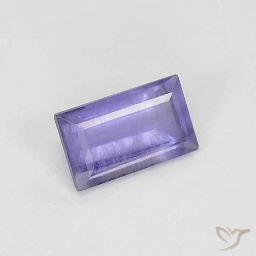 0.28カラットの天然青みがかったバイオレットアイオライト、バゲット、VS
