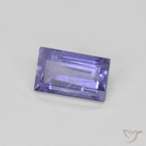 0.33カラットの天然ディープパープルアイオライト、バゲット、VS