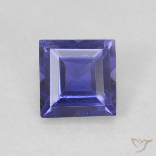 0.12ct 天然 濃い青がかった紫 アイオライト, 四角形, VVS