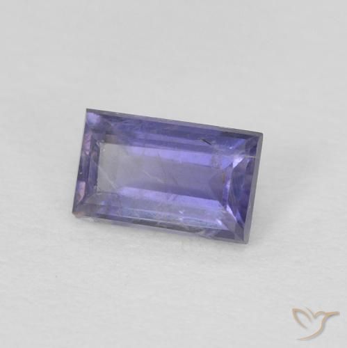 0.28カラットの天然濃い青がかった紫アイオライト、バゲット、VS-SI