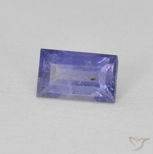0.30カラットの天然ミディアムバイオレットアイオライト、バゲット、VS-SI