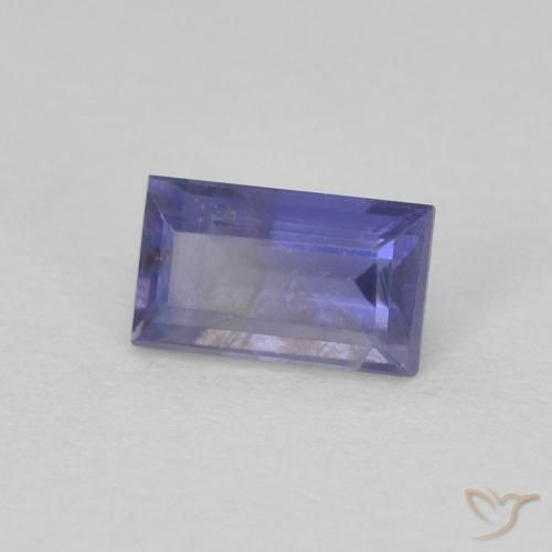 0.33カラットの天然ミディアムバイオレットアイオライト、バゲット、VS-SI