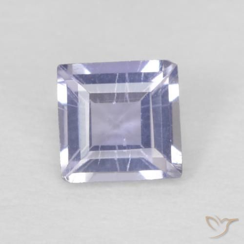 0.12ct 天然 シルバーがかった青 アイオライト, 四角形, VS