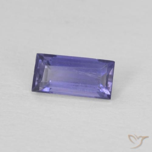 0.19カラットの天然シルバーがかった青アイオライト、バゲット、VS