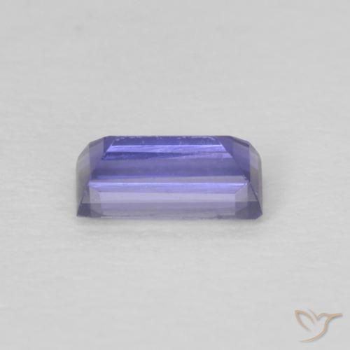 0.19カラットの天然シルバーがかった青アイオライト、バゲット、VS