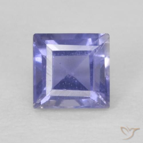 0.14ct 天然 シルバーがかった青 アイオライト, 四角形, VS