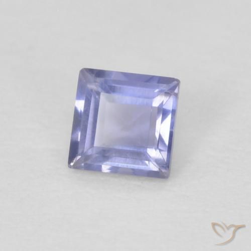 0.12カラットの天然Medium Light-Violetアイオライト、四角形、VVS