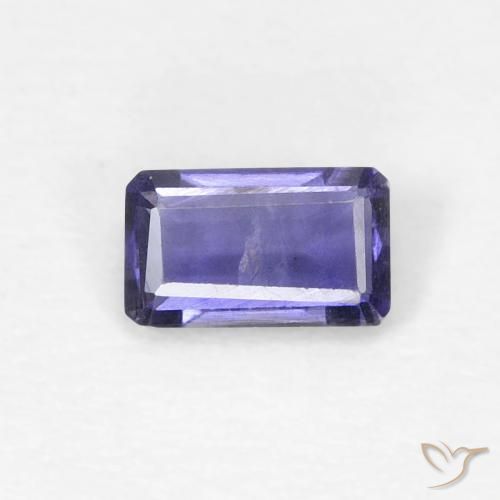 0.21ct 天然 シルバーがかった青 アイオライト, エメラルドカット, VVS-VS