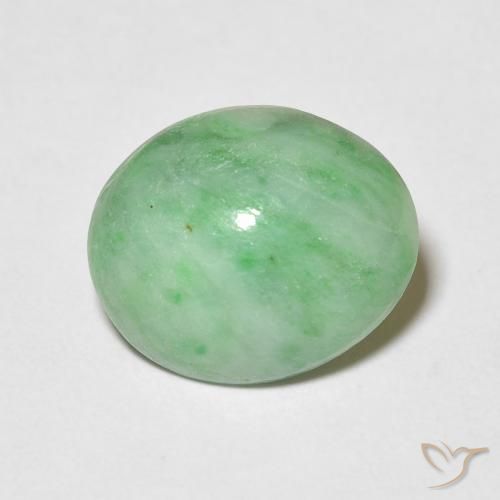 3.88ct 天然 ウォームグリーン ジェード, 楕円形, オペーク