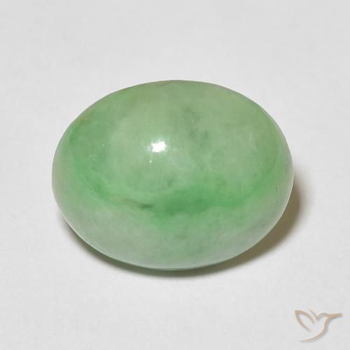 4.34ct 天然 ウォームグリーン ジェード, 楕円形, オペーク