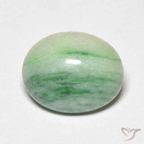 5.18ct 天然 Medium Light Green ジェード, 楕円形, オペーク