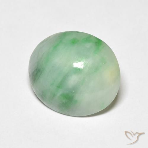 3.74ct 天然 ホワイトグリーン ジェード, 楕円形, オペーク