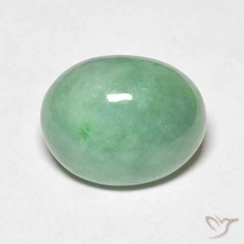 4.50ct 天然 薄いモスグリーン ジェード, 楕円形, オペーク