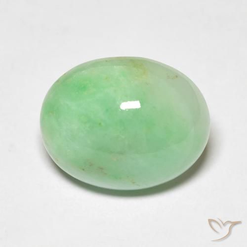 5.45ct 天然 薄いセージグリーン ジェード, 楕円形, オペーク