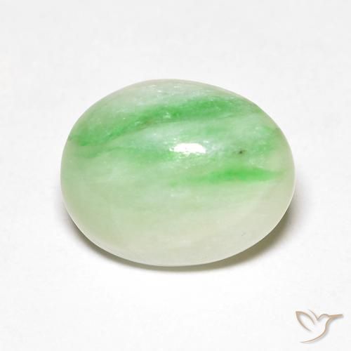 4.60ct 天然 薄いイエローグリーン ジェード, 楕円形, オペーク