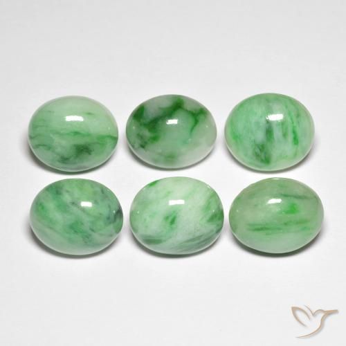 4.94ct 天然 グリーン ジェード, 楕円形, オペーク