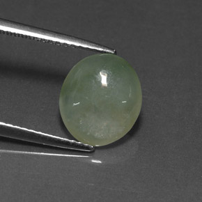 2.90カラットの天然ライトグリーンヒスイ輝石（ジェダイト）（10.5×9.2 mm・透明）