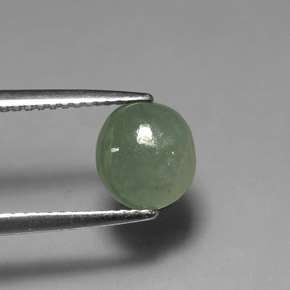 2.14カラットの天然グリーンヒスイ輝石（ジェダイト）（7.8×6.7 mm・透明）