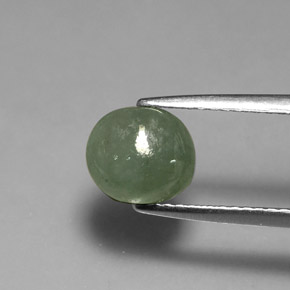 2.14カラットの天然グリーンヒスイ輝石（ジェダイト）（7.8×6.7 mm・透明）