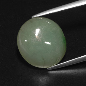 7.70カラットの天然グリーンヒスイ輝石（ジェダイト）（14×13 mm・透明）