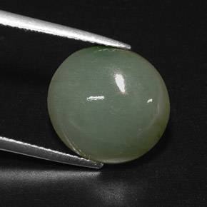 7.70カラットの天然グリーンヒスイ輝石（ジェダイト）（14×13 mm・透明）