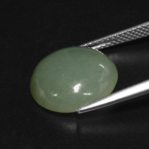 7.70カラットの天然グリーンヒスイ輝石（ジェダイト）（14×13 mm・透明）