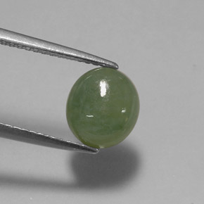 2.64カラットの天然グリーンヒスイ輝石（ジェダイト）（8.7×7.7 mm・透明）