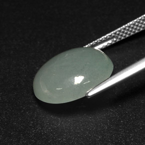 7.10カラットの天然グリーンヒスイ輝石（ジェダイト）（13.2×12.5 mm・透明）