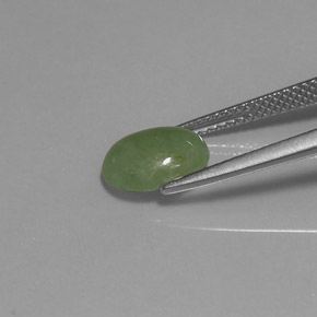 2.39カラットの天然グリーンヒスイ輝石（ジェダイト）（9.6×7.7 mm・透明）