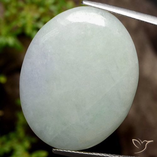 33.23ct 天然 薄いグレーグリーン ジェダイト, 楕円形, オペーク