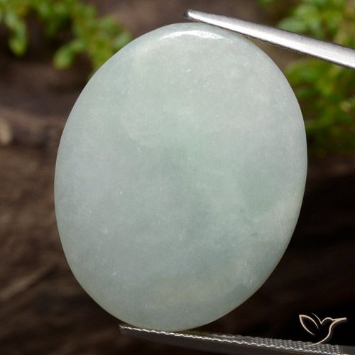 35.48ct 天然 灰色がかった緑 ジェダイト, 楕円形, 半透明