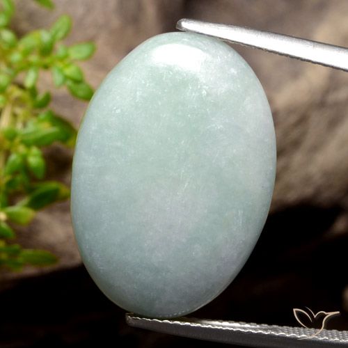20.42ct 天然 薄いグレーグリーン ジェダイト, 楕円形, オペーク