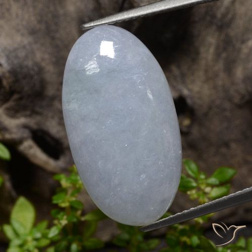 13.30ct 天然 薄い青みがかった灰色 ジェダイト, 楕円形, オペーク