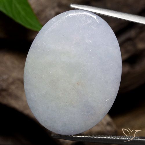32.25ct 天然 薄い青みがかった灰色 ジェダイト, 楕円形, オペーク