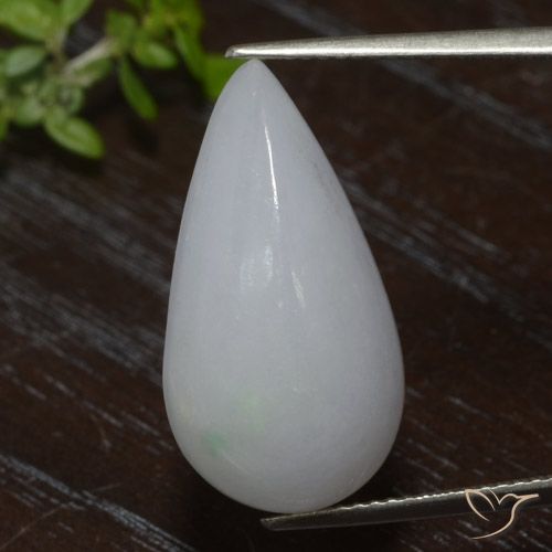 18.10ct 天然 グレーがかったホワイト ジェダイト, 洋梨の形, 半透明