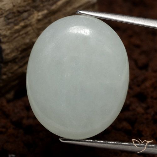 14.79ct 天然 灰色がかった緑 ジェダイト, 楕円形, 半透明