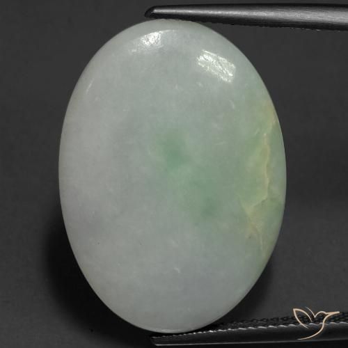 22.43ct 天然 グレーグリーン ジェダイト, 楕円形, 半透明