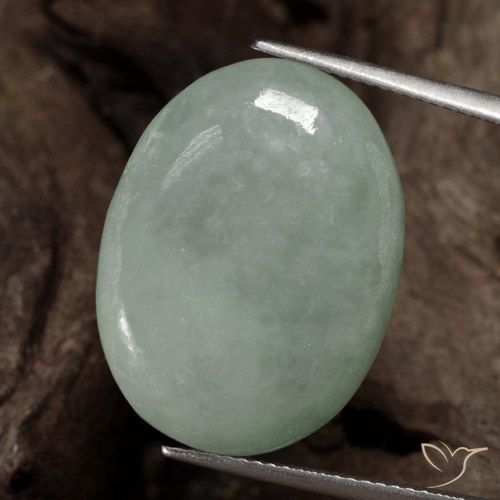 25.64ct 天然 灰色がかった緑 ジェダイト, 楕円形, 半透明