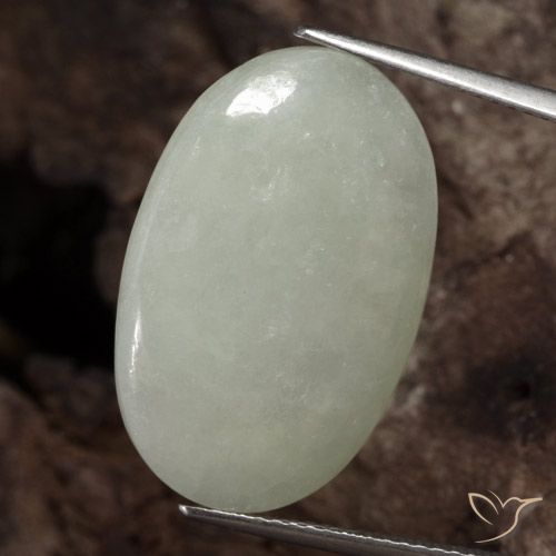 19.29ct 天然 灰色がかった黄緑 ジェダイト, 楕円形, 半透明