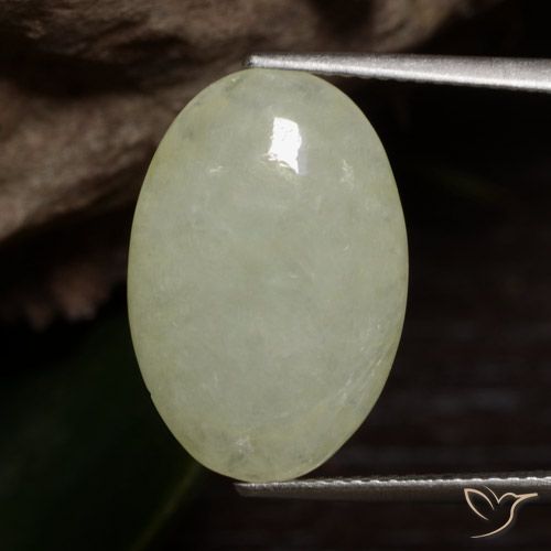10.01ct 天然 灰色がかった黄緑 ジェダイト, 楕円形, 半透明