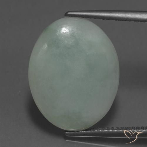 13.75ct 天然 モスグレーグリーン ジェダイト, 楕円形, 半透明