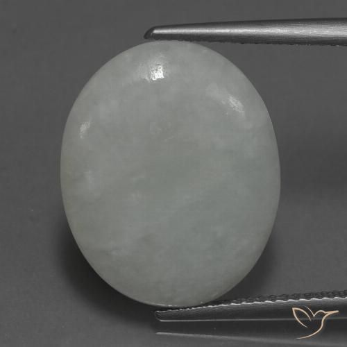 10.86ct 天然 灰色がかった緑 ジェダイト, 楕円形, 半透明