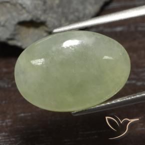8.37カラットの天然オリーブグリーンジェダイト、オーバルカット、半透明
