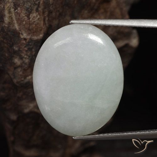 16.93ct 天然 灰色がかった緑 ジェダイト, 楕円形, 半透明