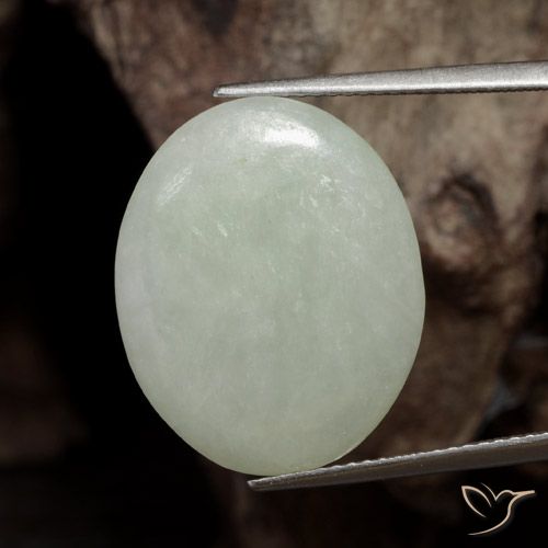 16.46ct 天然 灰色がかった緑 ジェダイト, 楕円形, 半透明