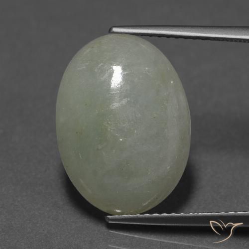 10.09ct 天然 グレーグリーン ジェダイト, 楕円形, 半透明